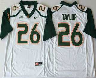 Men%27s Miami Hurricanes #26 Sean Taylor White Stitched NCAA Nike College Football Jersey->texas longhorns->NCAA Jersey